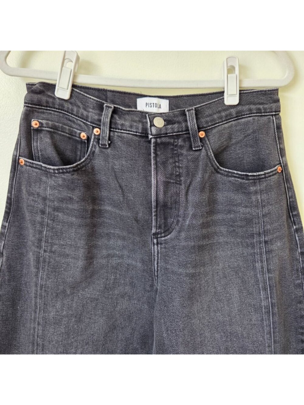 Pistola Eli High Rise Barrel Leg Jeans Ankle Washed Black Sz 28 - Picture 4 of 9